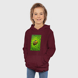 Толстовка детская хлопковая Мишка в яркой зелени, цвет: меланж-бордовый — фото 2