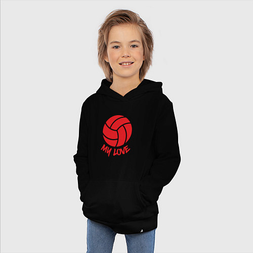 Детская толстовка-худи Volleyball my love / Черный – фото 3
