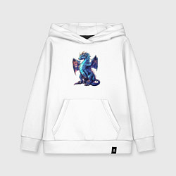 Толстовка детская хлопковая Синий новогодний дракон, цвет: белый
