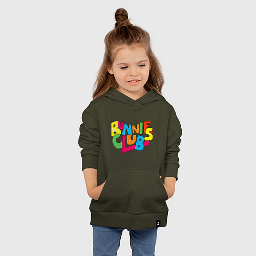 Детская толстовка-худи NewJeans Bunnies Club colorful / Хаки – фото 4