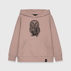 Толстовка детская хлопковая Сова гравюра, цвет: пыльно-розовый
