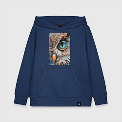 Толстовка детская хлопковая Глаз совы - нейросеть, цвет: тёмно-синий