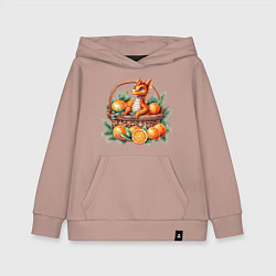Толстовка детская хлопковая Оранжевый дракон 2024 как мандарин в корзинке, цвет: пыльно-розовый