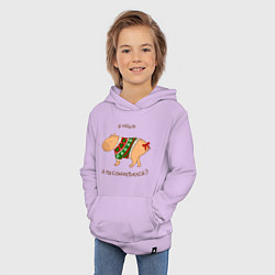 Толстовка детская хлопковая Капибара зимой в свитере, цвет: лаванда — фото 2