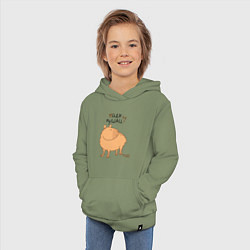 Толстовка детская хлопковая Мем капибара: идем кушать, цвет: авокадо — фото 2