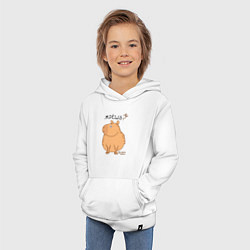 Толстовка детская хлопковая Мем капибара: жрешь, цвет: белый — фото 2