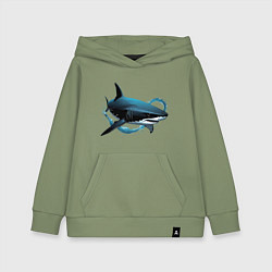 Толстовка детская хлопковая Акула портрет, цвет: авокадо