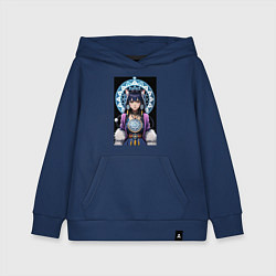 Толстовка детская хлопковая Аниме девушка шаманка, цвет: тёмно-синий