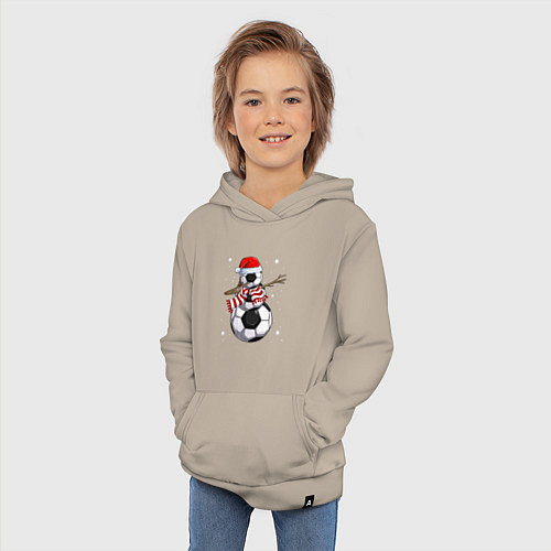 Детская толстовка-худи Soccer snowman / Миндальный – фото 3
