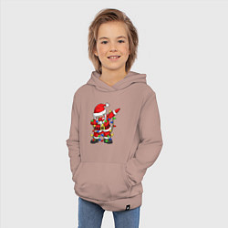Толстовка детская хлопковая Санта Клаус и гирлянда, цвет: пыльно-розовый — фото 2