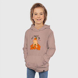 Толстовка детская хлопковая Капибара в мандаринах, цвет: пыльно-розовый — фото 2