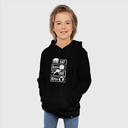 Толстовка детская хлопковая Еда сон дайвинг, цвет: черный — фото 2
