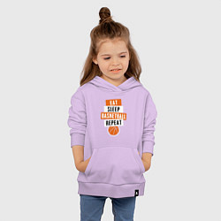 Толстовка детская хлопковая Eat sleep basketball, цвет: лаванда — фото 2