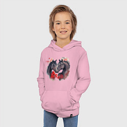Толстовка детская хлопковая Влюбленные вороные лошади, цвет: светло-розовый — фото 2