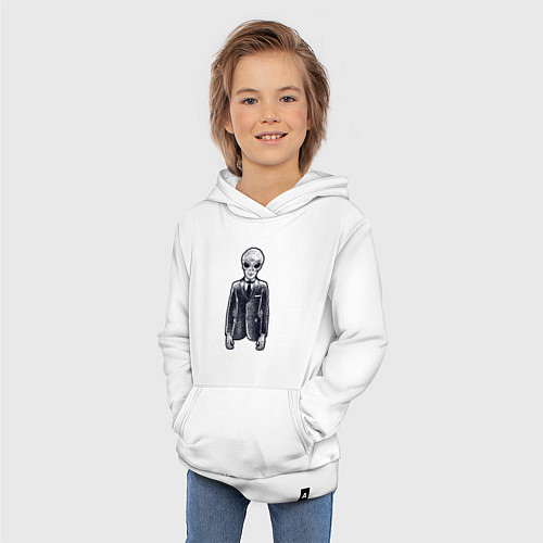 Детская толстовка-худи Пришелец в костюме / Белый – фото 3