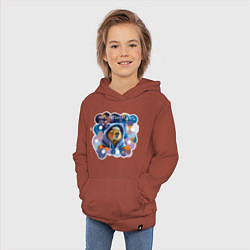 Толстовка детская хлопковая Мем капибара в капюшоне: несу тепло и уют, цвет: кирпичный — фото 2