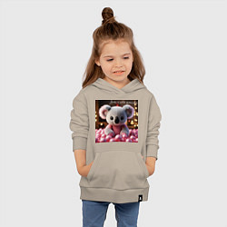 Толстовка детская хлопковая Игрушечная коала и надпись: зато я очень красивый, цвет: миндальный — фото 2