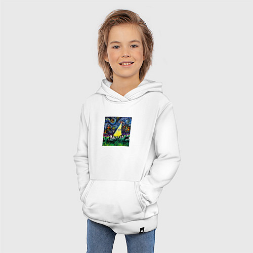 Детская толстовка-худи Картина маслом НЛО / Белый – фото 3
