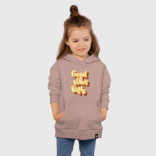 Детская толстовка-худи Только хороший настрой / Пыльно-розовый – фото 4