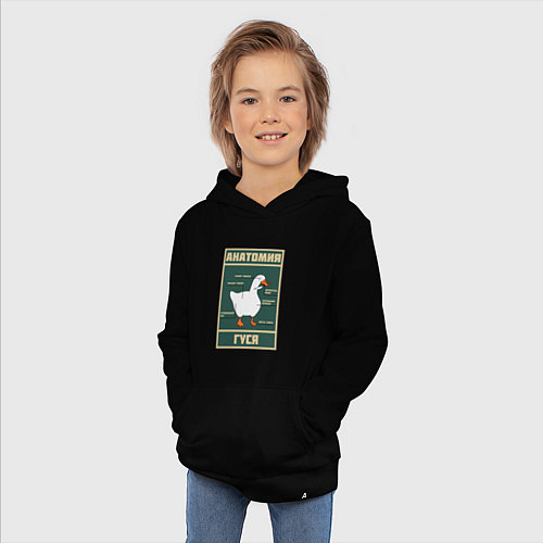 Детская толстовка-худи Анатомия гуся / Черный – фото 3