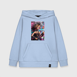 Толстовка детская хлопковая Barbie - punk guitarist neural network, цвет: мягкое небо