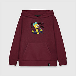 Толстовка детская хлопковая Bart Simpson - punks not dead, цвет: меланж-бордовый
