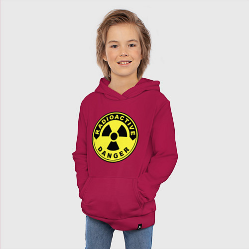 Детская толстовка-худи Danger radiation sign / Маджента – фото 3
