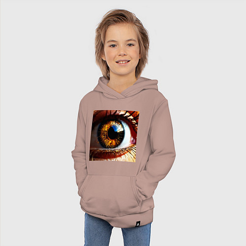 Детская толстовка-худи Золотой карий глаз в стиле стимпанк / Пыльно-розовый – фото 3
