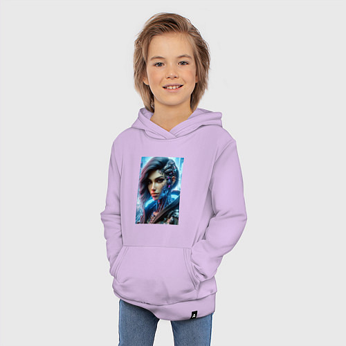 Детская толстовка-худи Cyber girl - ai art / Лаванда – фото 3