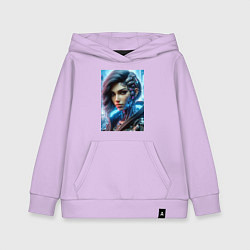 Толстовка детская хлопковая Cyber girl - ai art, цвет: лаванда