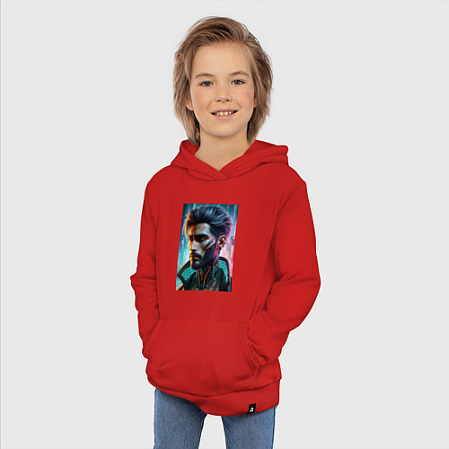 Детская толстовка-худи Cyber dude - ai art / Красный – фото 3