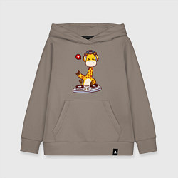 Толстовка детская хлопковая Жираф за пультом, цвет: утренний латте