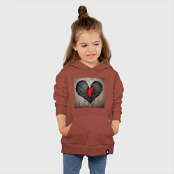 Толстовка детская хлопковая Трещина на сердце, цвет: кирпичный — фото 2