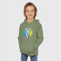 Толстовка детская хлопковая Зайчик и мячик, цвет: авокадо — фото 2