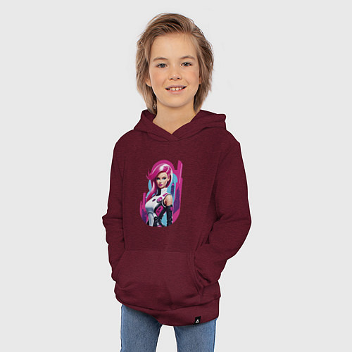 Детская толстовка-худи Beauty Barbie - ai art / Меланж-бордовый – фото 3