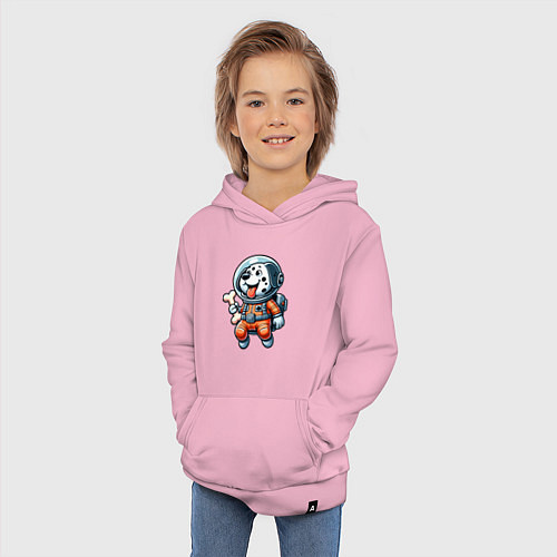 Детская толстовка-худи Dalmatian cosmonaut puppy with a bone / Светло-розовый – фото 3