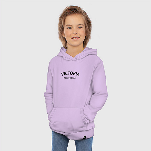 Детская толстовка-худи Victoria never alone - motto / Лаванда – фото 3