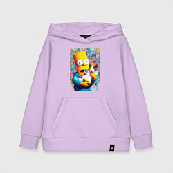 Детская толстовка-худи Bart Simpson with a kitten - ai art