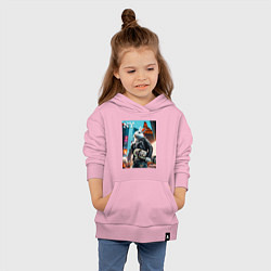 Толстовка детская хлопковая Cool hare with a skateboard - ai art, цвет: светло-розовый — фото 2