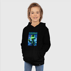 Толстовка детская хлопковая Cyber Bart - neon glow ai art, цвет: черный — фото 2