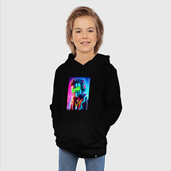 Толстовка детская хлопковая Minecraft and cyberpunk - collaboration ai art, цвет: черный — фото 2