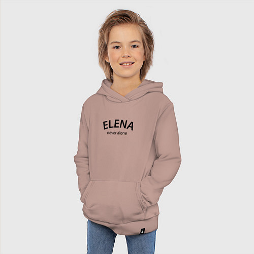 Детская толстовка-худи Elena never alone - motto / Пыльно-розовый – фото 3