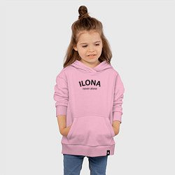 Толстовка детская хлопковая Ilona never alone - motto, цвет: светло-розовый — фото 2