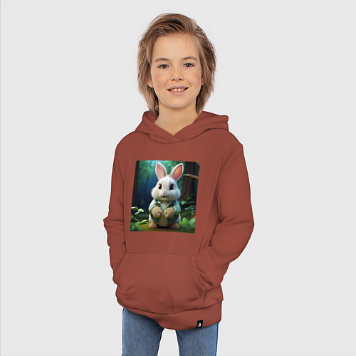 Детская толстовка-худи Зайчик в одежде / Кирпичный – фото 3