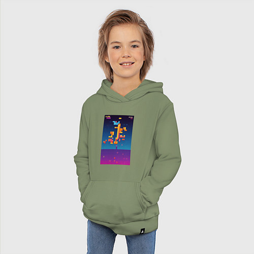 Детская толстовка-худи Синтвейв тетрис / Авокадо – фото 3