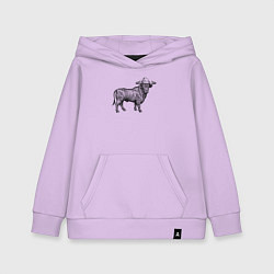 Толстовка детская хлопковая Бык в новогодней шапке, цвет: лаванда