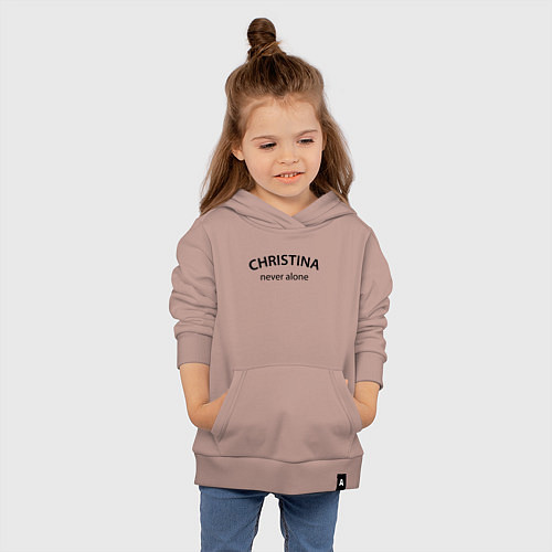 Детская толстовка-худи Christina never alone - motto / Пыльно-розовый – фото 4