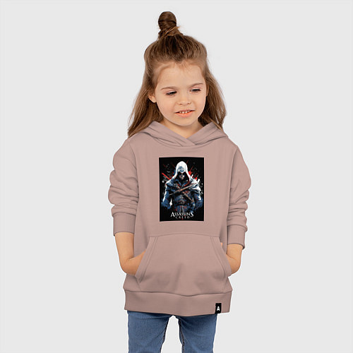 Детская толстовка-худи Assassins creed огненный фон / Пыльно-розовый – фото 4