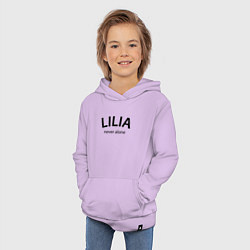 Толстовка детская хлопковая Lilia never alone - motto, цвет: лаванда — фото 2