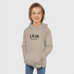 Толстовка детская хлопковая Lilia never alone - motto, цвет: миндальный — фото 2